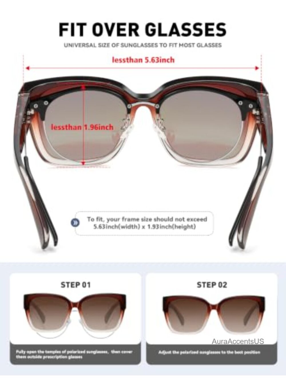 Oversized Polarized Fit Over Sunglasses Square Full-Frame UV400 - Picture 3 of 6